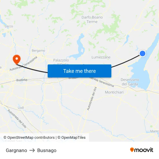 Gargnano to Busnago map