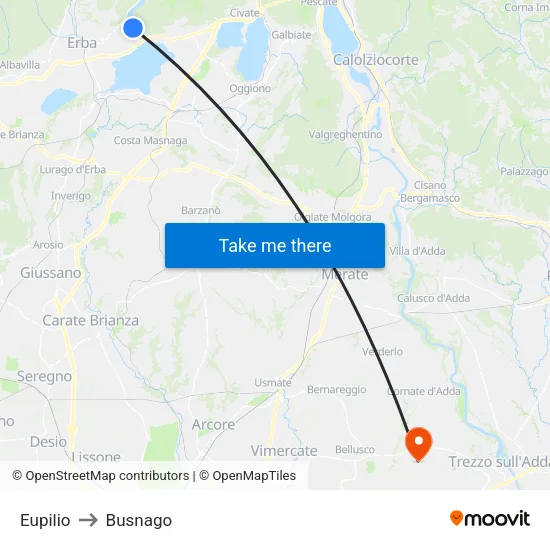 Eupilio to Busnago map