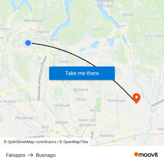 Faloppio to Busnago map