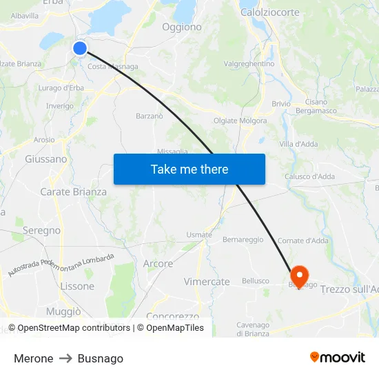 Merone to Busnago map