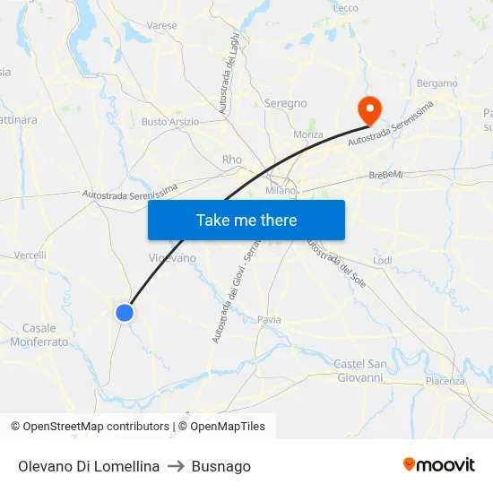 Olevano Di Lomellina to Busnago map