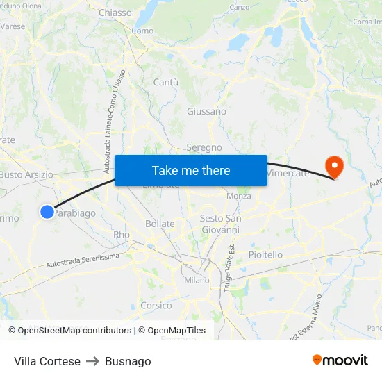 Villa Cortese to Busnago map