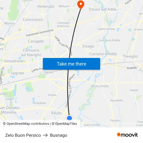 Zelo Buon Persico to Busnago map