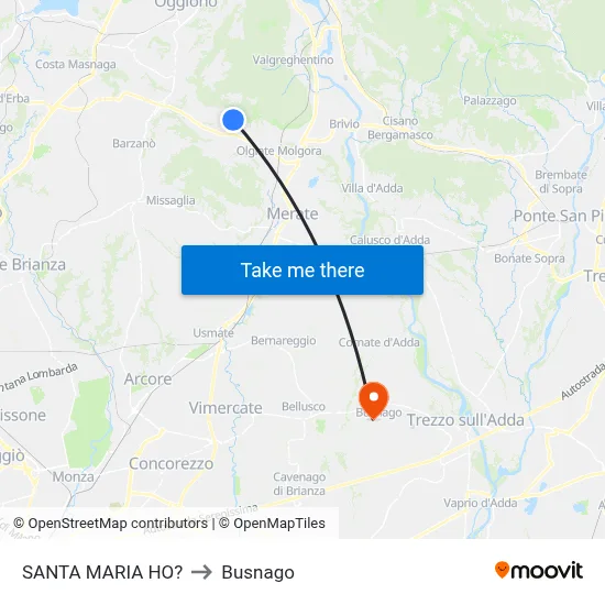 Santa Maria Ho? to Busnago map