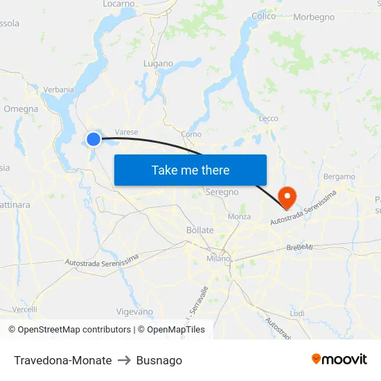 Travedona-Monate to Busnago map
