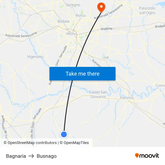Bagnaria to Busnago map