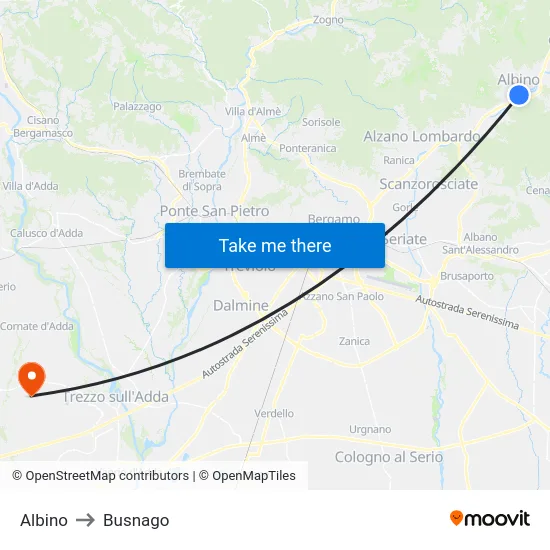 Albino to Busnago map