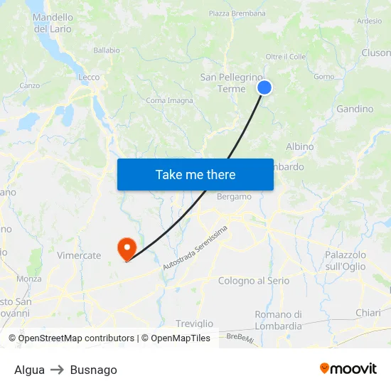 Algua to Busnago map