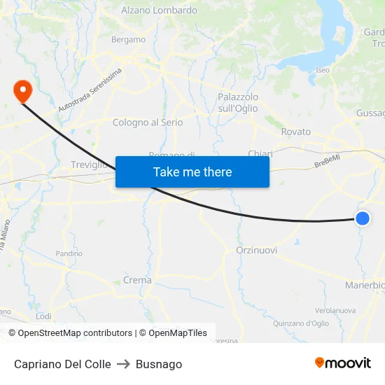 Capriano Del Colle to Busnago map