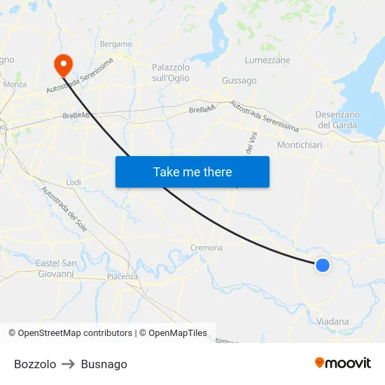 Bozzolo to Busnago map