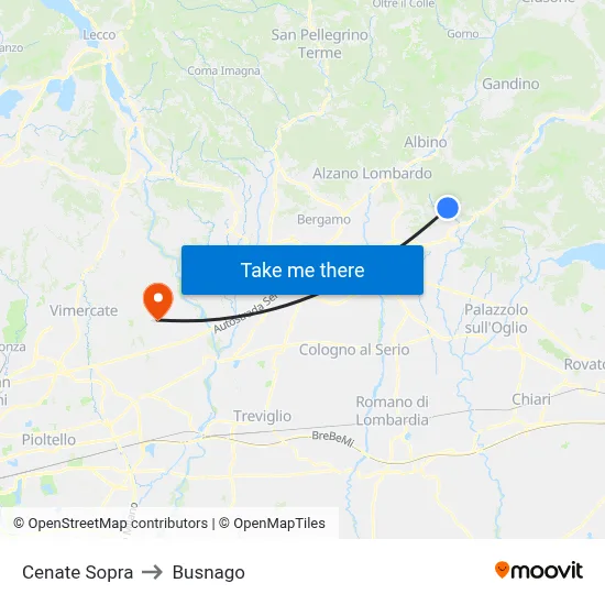 Cenate Sopra to Busnago map