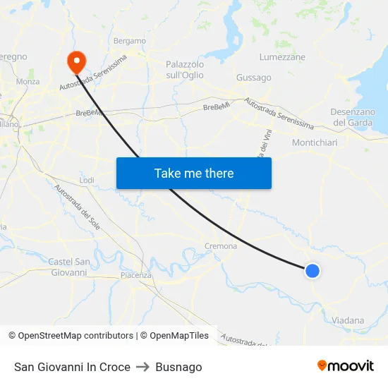San Giovanni In Croce to Busnago map