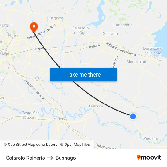 Solarolo Rainerio to Busnago map