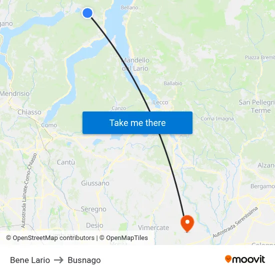 Bene Lario to Busnago map