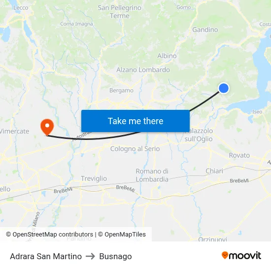 Adrara San Martino to Busnago map