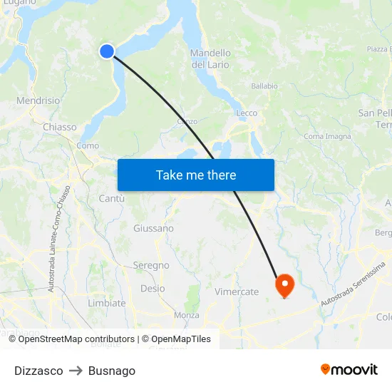 Dizzasco to Busnago map