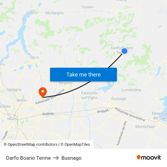 Darfo Boario Terme to Busnago map