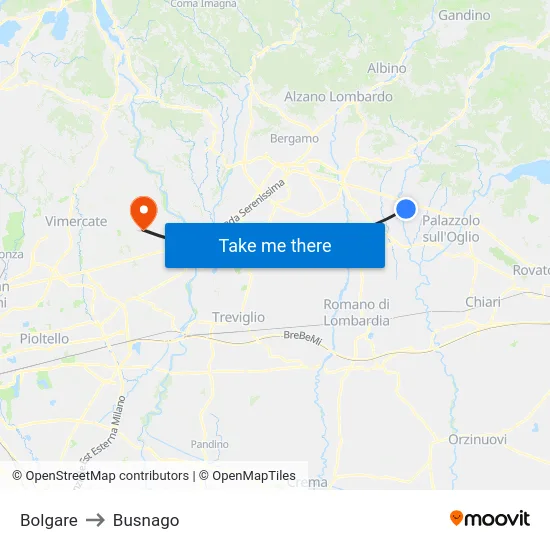 Bolgare to Busnago map