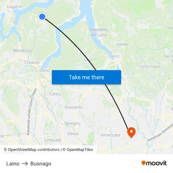 Laino to Busnago map