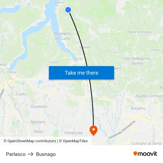 Parlasco to Busnago map