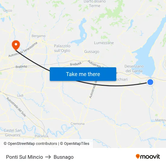 Ponti Sul Mincio to Busnago map