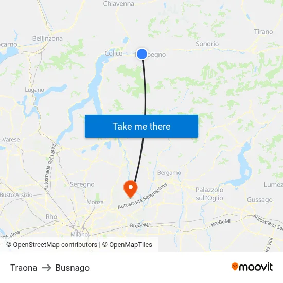 Traona to Busnago map