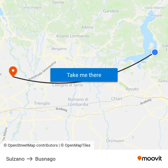 Sulzano to Busnago map