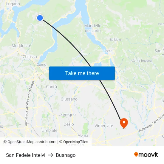 San Fedele Intelvi to Busnago map