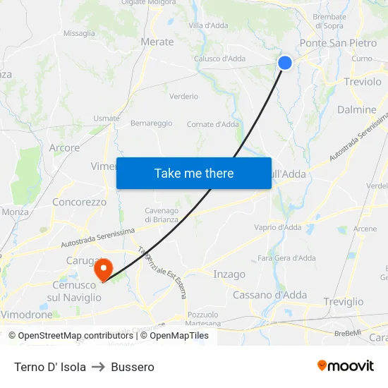 Terno D' Isola to Bussero map
