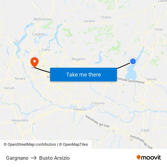 Gargnano to Busto Arsizio map