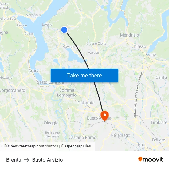 Brenta to Busto Arsizio map