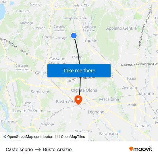 Castelseprio to Busto Arsizio map