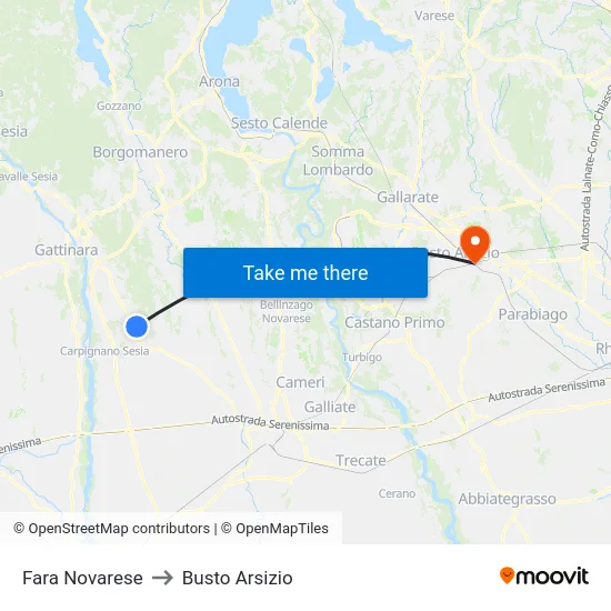 Fara Novarese to Busto Arsizio map