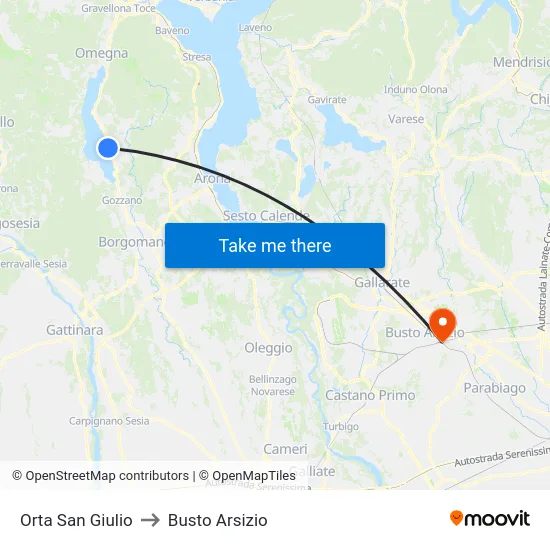 Orta San Giulio to Busto Arsizio map
