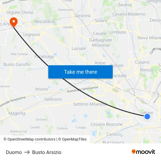 Duomo to Busto Arsizio map