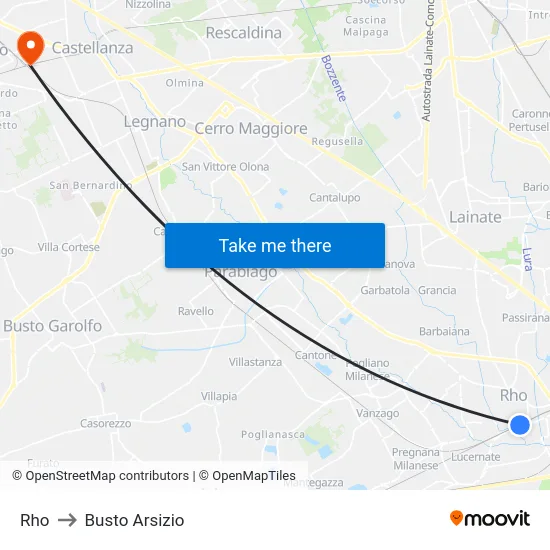 Rho to Busto Arsizio map