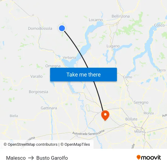 Malesco to Busto Garolfo map