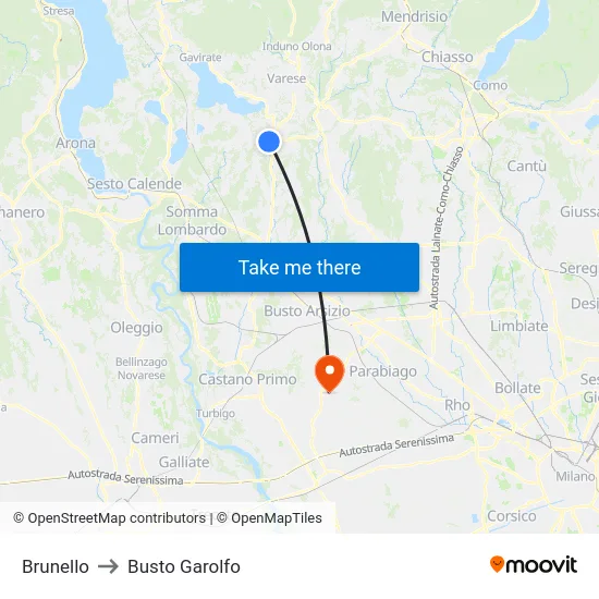 Brunello to Busto Garolfo map