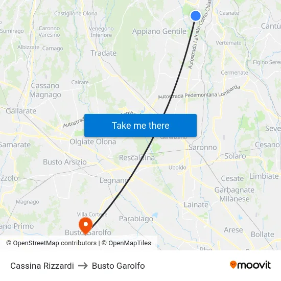 Cassina Rizzardi to Busto Garolfo map
