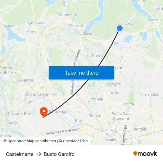 Castelmarte to Busto Garolfo map