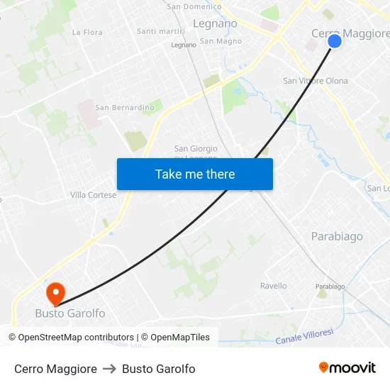 Cerro Maggiore to Busto Garolfo map