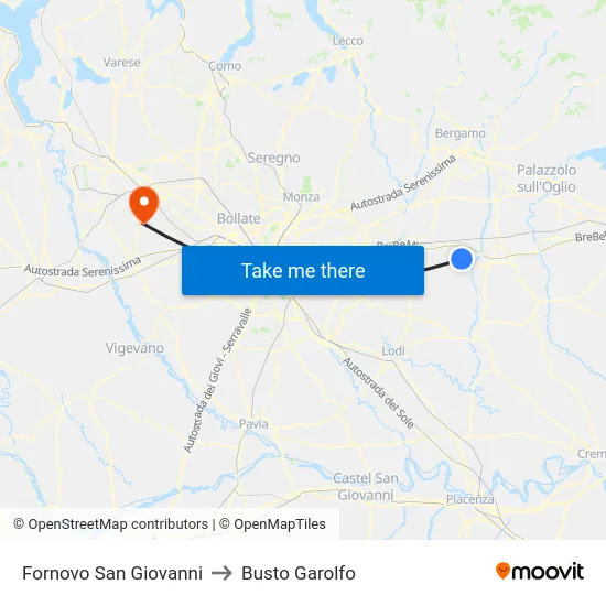 Fornovo San Giovanni to Busto Garolfo map