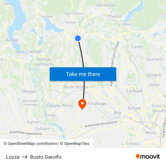 Lozza to Busto Garolfo map