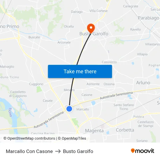 Marcallo con Casone to Busto Garolfo map