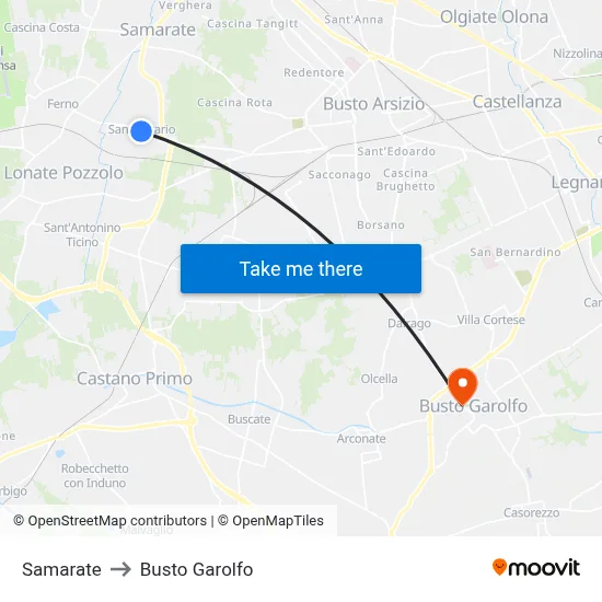 Samarate to Busto Garolfo map