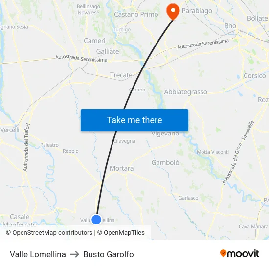 Valle Lomellina to Busto Garolfo map