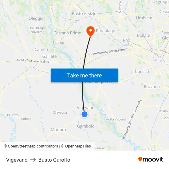 Vigevano to Busto Garolfo map