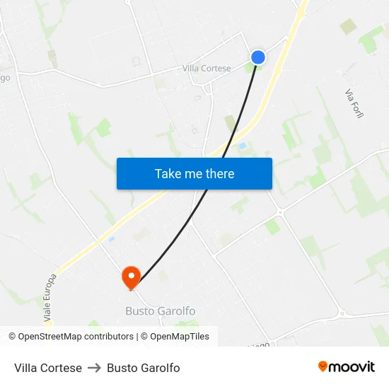 Villa Cortese to Busto Garolfo map