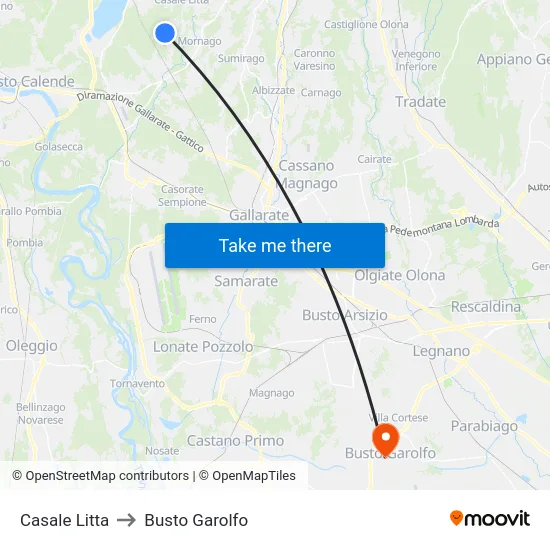 Casale Litta to Busto Garolfo map