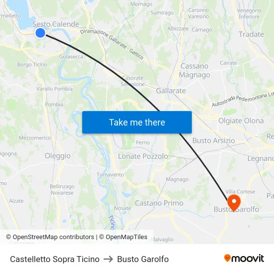 Castelletto Sopra Ticino to Busto Garolfo map